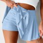 Sky Blue Drawstring High Waist Lined Tennis Skorts