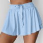Sky Blue Drawstring High Waist Lined Tennis Skorts
