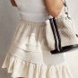 Beige Tiered Ruffled Hemline Elastic Waist Mini Skirt