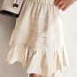 Beige Tiered Ruffled Hemline Elastic Waist Mini Skirt