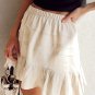 Beige Tiered Ruffled Hemline Elastic Waist Mini Skirt