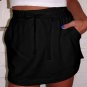 Black French Terry Drawstring Mini Skort with Pockets