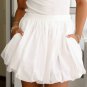 White Bubble Mini Skirt with Pockets