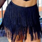 Black Tiered Fringe Trimmed Mini Skirt