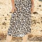 Brown Leopard Print High Waist Midi Skirt