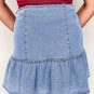 Beau Blue Asymmetric Ruffle Overlay Denim Mini Skirt