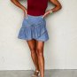 Beau Blue Asymmetric Ruffle Overlay Denim Mini Skirt