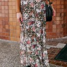 Brown Floral Print High Waist Maxi Skirt