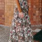 Brown Floral Print High Waist Maxi Skirt