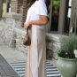 Jet Stream Satin Solid High Waist Maxi Skirt