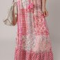 Red Boho Pattern Print Tassel Drawstring High Waist Maxi Dress