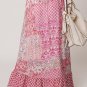 Red Boho Pattern Print Tassel Drawstring High Waist Maxi Dress