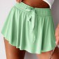 Light Green Drawstring High Waist Lined Tennis Skorts