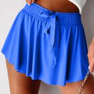 Sky Blue Drawstring High Waist Lined Tennis Skorts