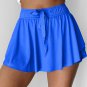 Sky Blue Drawstring High Waist Lined Tennis Skorts