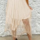 Apricot Lace Cascading Tiered High Waist Maxi Skirt