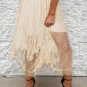 Apricot Lace Cascading Tiered High Waist Maxi Skirt