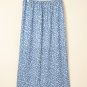 Sky Blue Boho Floral High Waist Long Skirt with Side Split