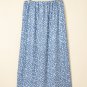 Sky Blue Boho Floral High Waist Long Skirt with Side Split
