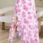 Rose Boho Floral High Waist Ruffle Split Maxi Skirt