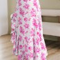 Rose Boho Floral High Waist Ruffle Split Maxi Skirt