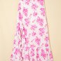 Rose Boho Floral High Waist Ruffle Split Maxi Skirt