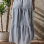 Beau Blue Tiered Smocked High Waist Denim Maxi Skirt