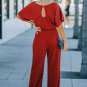 Red Belted Wide Leg Jumpsuit