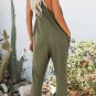 Green Textured Sleeveless V Neck Pocketed Casual Jumpsuit