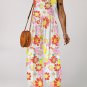 Multicolor Floral Print Shirred Sleeveless Wide Leg Jumpsuit