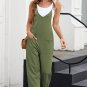 Green Pocketed Adjustable Spaghetti Strap Straight Leg Jumpsuit