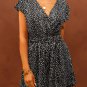 Black Leopard Print Belted V Neck Short Sleeve Romper