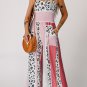 Leopard Color Block Mix Print Pocketed Jumpsuit