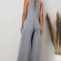 Gray Loose Fit Side Pockets Spaghetti Strap Wide Leg Jumpsuit