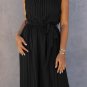 Black Halter Neck Pleated Wide Leg Jumpsuit with Belt
