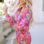 Multicolor Bold Graffiti Print Shirt Button Romper