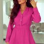 Rose Textured Tiered Ruffled Buttoned Long Sleeve Romper