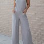 Gray Patch Pockets Spaghetti Strap Wide Leg Jumpsuit