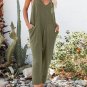 Green Textured Sleeveless V Neck Pocketed Casual Jumpsuit