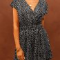 Black Leopard Print Belted V Neck Short Sleeve Romper