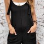 Black Adjustable Straps Pocketed Textured Romper