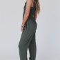 Gray Smocked Ruffled Straps High Waist Sleeveless Jumpsuit
