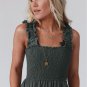 Gray Smocked Ruffled Straps High Waist Sleeveless Jumpsuit