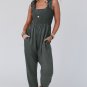 Gray Smocked Ruffled Straps High Waist Sleeveless Jumpsuit