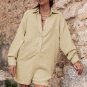 Half Button Shirt Collar Long Sleeve Loose Romper