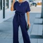 Blue Belted Wide Leg Jumpsuit
