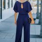 Blue Belted Wide Leg Jumpsuit