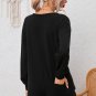Black Brushed Ribbed Button Split V Neck Long Sleeve Romper