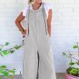 Light Grey Textured Self-Tie Strap Wide-Leg Overalls