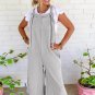 Light Grey Textured Self-Tie Strap Wide-Leg Overalls